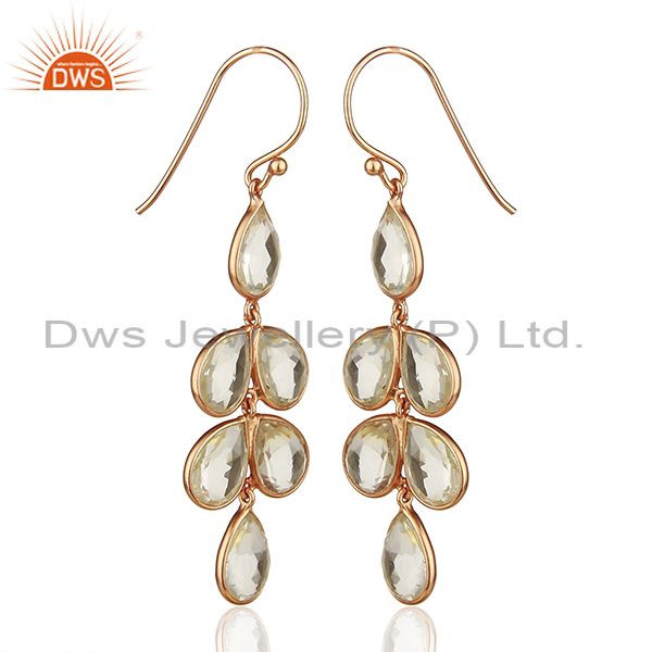 Exporter Rose Gold Plated 925 Sterling Silver Dangle Earrings Wholesale