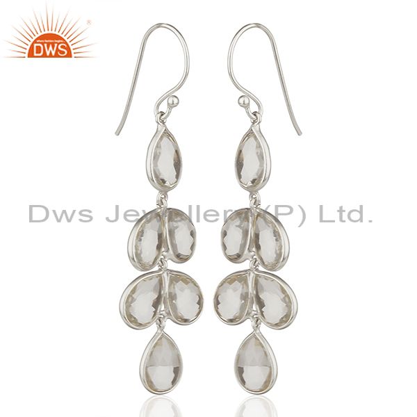 Exporter Solid 925 Fine Silver Crystal Gemstone Hook Earring Manufacturers