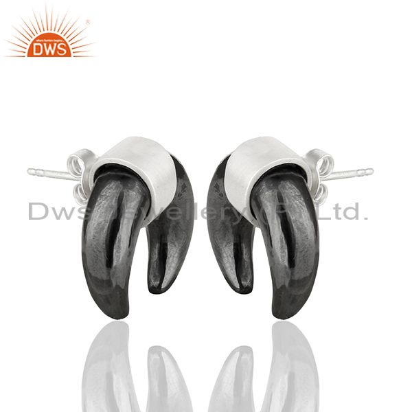 Exporter Hematite Crescent Moon 925 Sterling Silver Studs Earring Jewelry