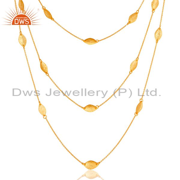 Exporter 18K Gold Plated Sterling Silver Handmade Art Deco Chain Necklace Jewellery 24"