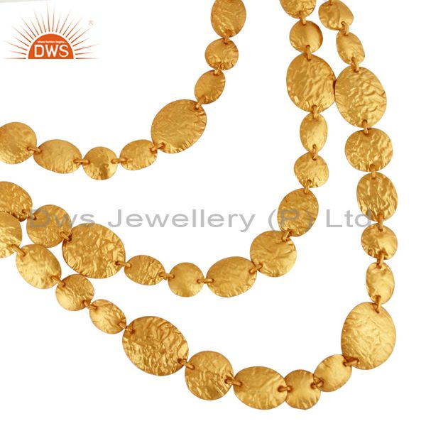 Exporter 18K Yellow Gold Plated Sterling Silver Three Layer Necklace