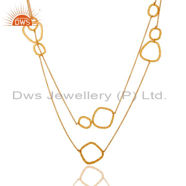 Exporter 18K Gold Plated Sterling Silver Handmade Hammered Link Necklace Graduated Link