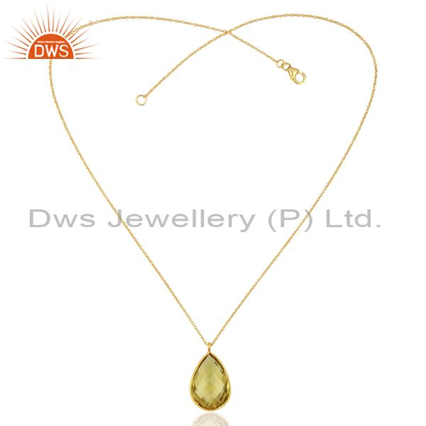 Exporter Lemon Topaz Gemstone Gold Plated Silver Chain Pendant Jewelry