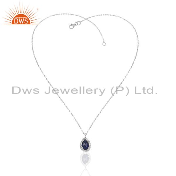 Exporter Blue Gemstone 925 Sterling Silver Topaz Chain Pendant Manufacturers