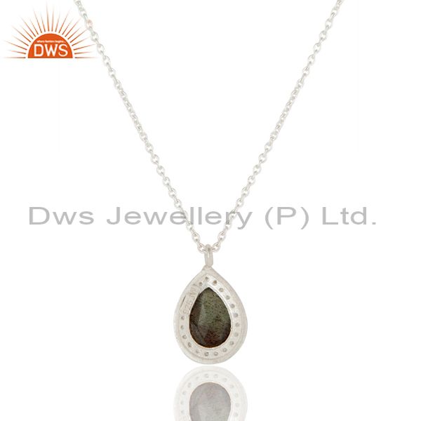Exporter 925 Sterling Silver With Labradorite And White Topaz Pendant With Chain