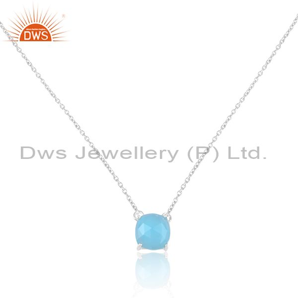 Exporter White Rhodium Plated 925 Silver Chain Gemstone Pendant Manufacturers