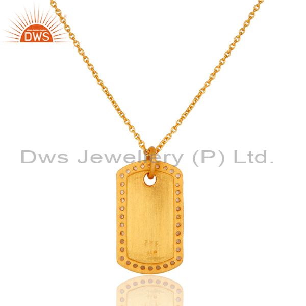 Exporter 18K Yellow Gold Plated Sterling Silver White Topaz Pendant Chain Necklace