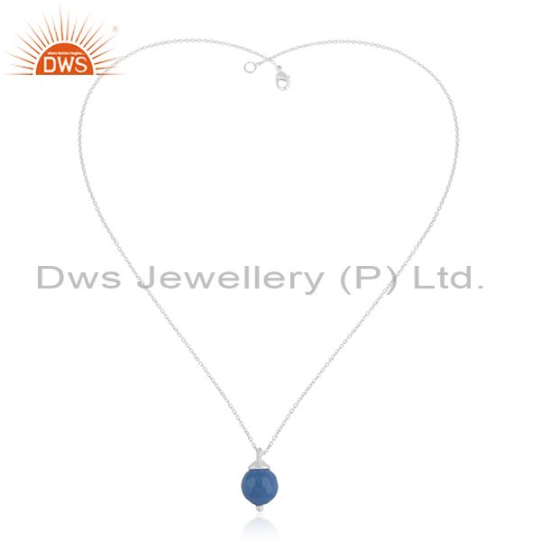 Exporter Bluc Chalcedony Gemstone 925 Sterling Silver Chain Pendant Manufacturer India