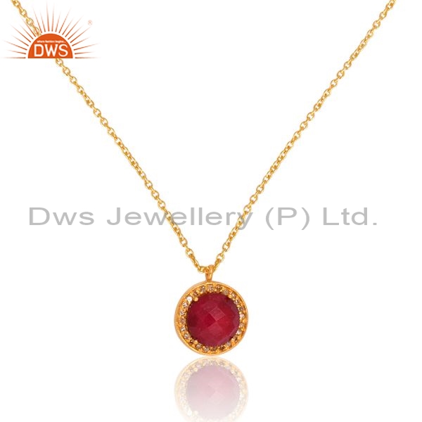 Sterling Silver Pendant And Necklace With Diamond And Ruby