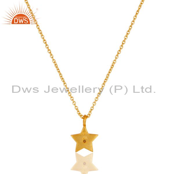 Exporter 18k Yellow Gold Plated Sterling Silver Star Design Pendant with Chain