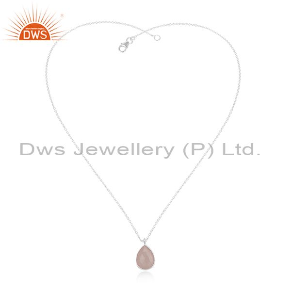 Exporter Rose Chalcedony Gemstone 925 Silver Chain Pendant Manufacturers