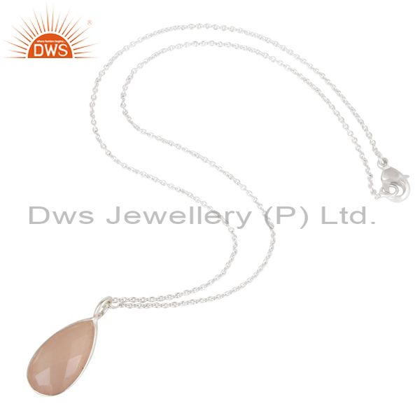 Suppliers Solid Silver Plated Dyed Chalcedony Bezel Set Brass Chain Pendant Necklace