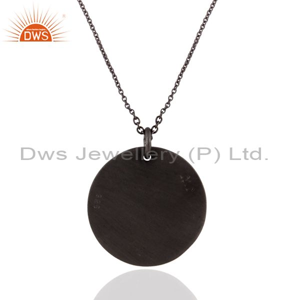 Designers Black Rhodium Plated Sterling Silver Circle Pendant With 16" Inch Chain