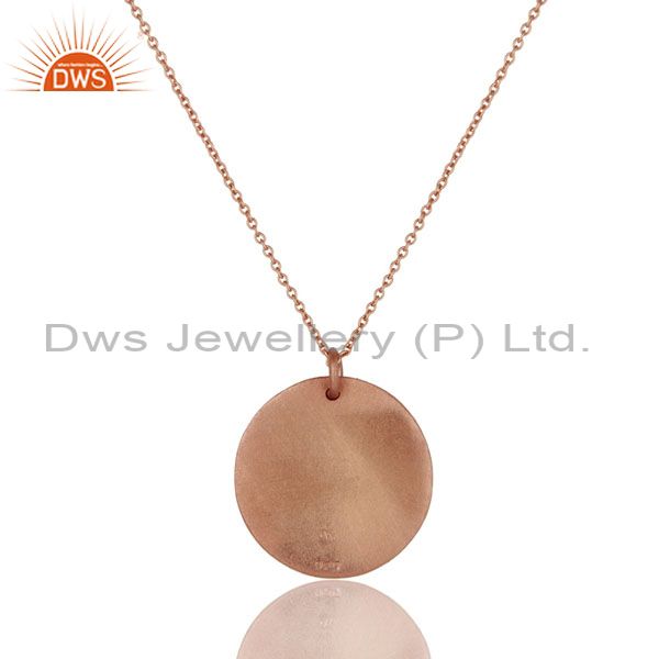 Exporter 18K Rose Gold Plated Sterling Silver Plain Disc Design Pendant With 31" in Chain