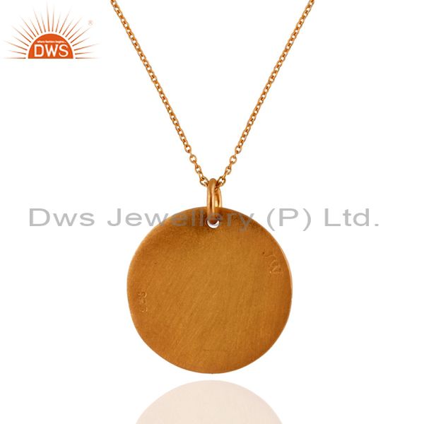 Exporter 18K Yellow Gold Plated Sterling Silver Disc Design Pendant With Chain