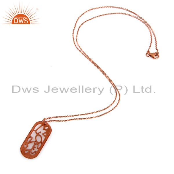 Exporter Handmade Solid Sterling Silver With 18K Rose Gold Plated Designer Pendant Chain