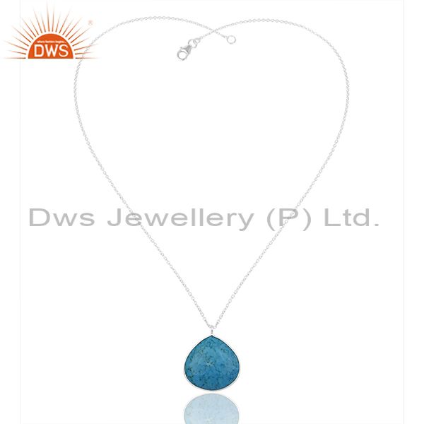 Exporter Turquoise Gemstone 925 Silver Fine Silver Chain Pendant Wholesale