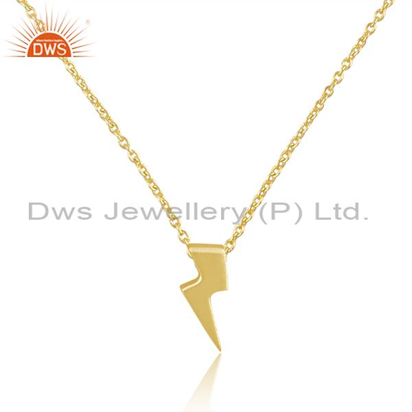 Exporter 22K Yellow Gold Plated Sterling Silver Pendant With Chain Necklace
