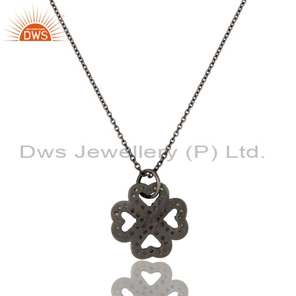 Exporter 925 Sterling Silver With Oxidized White Topaz Heart Designer Pendant With Chain