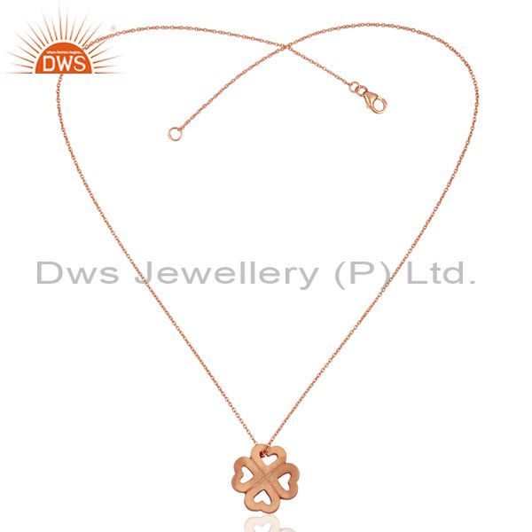 Exporter 18K Rose Gold Plated Sterling Silver Heart Design Pendant With Chain Necklace