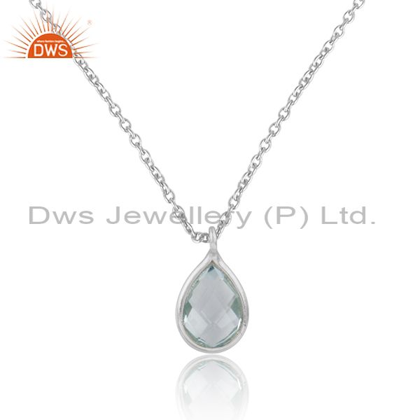 Blue topaz gemstone handmade sterling silver chain necklace