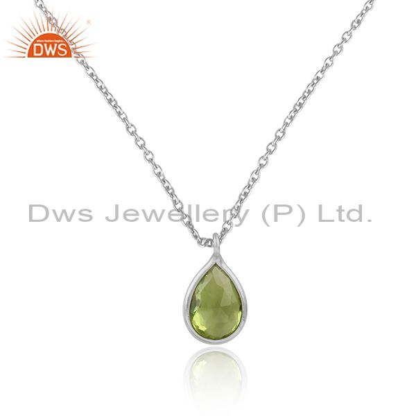 Peridot gemstone handmade sterling silver chain necklace