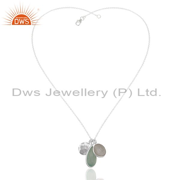 Exporter Multi Gemstone Solid 925 Silver Chain Charm Pendant Manufacturer