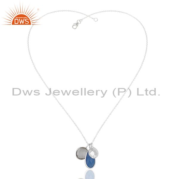 Exporter Multi Gemstone 925 Sterling Silver Chain Pendant Manufacturers