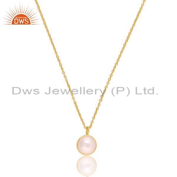 Round Pearl Set Pendant And 18K Gold Fancy Designer Necklace