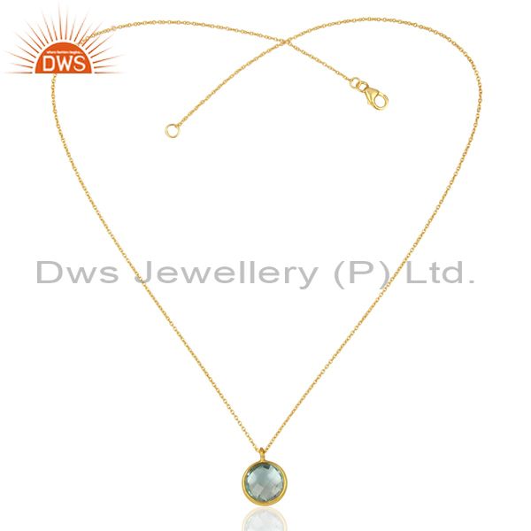 Exporter Gold Plated Blue Topaz Gemstone Gold Plated Silver Pendant Jewelry