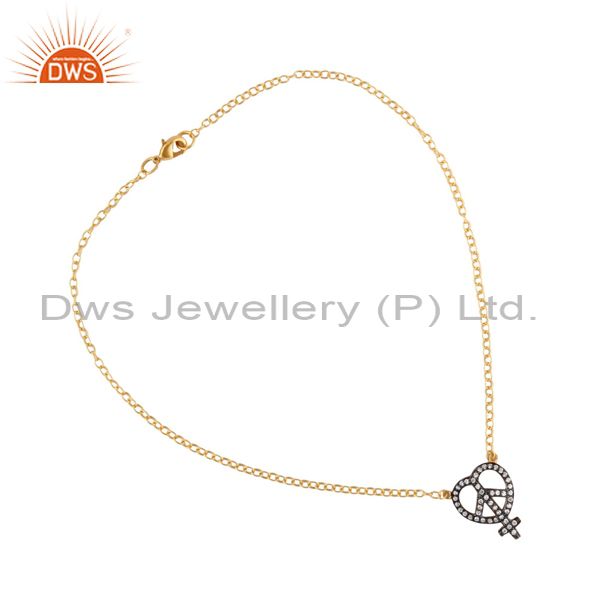 Exporter 16" In Power Sign 18K Yellow Gold Plated Cross Pendant Charm Chain Necklace