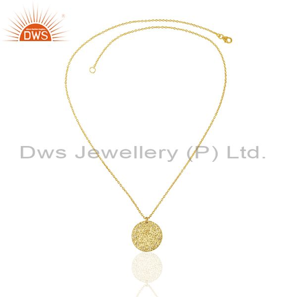 Exporter Hammered Sterling Silver 14k Gold Plated Zircon Chain Pendant Supplier