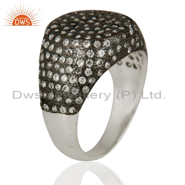 Exporter Black Rhodium Plated Sterling Silver White Cubic Zirconia Ring