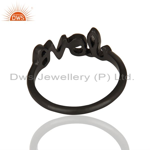 Oxidized Solid Sterling Silver Cursive Style Love Words Ring