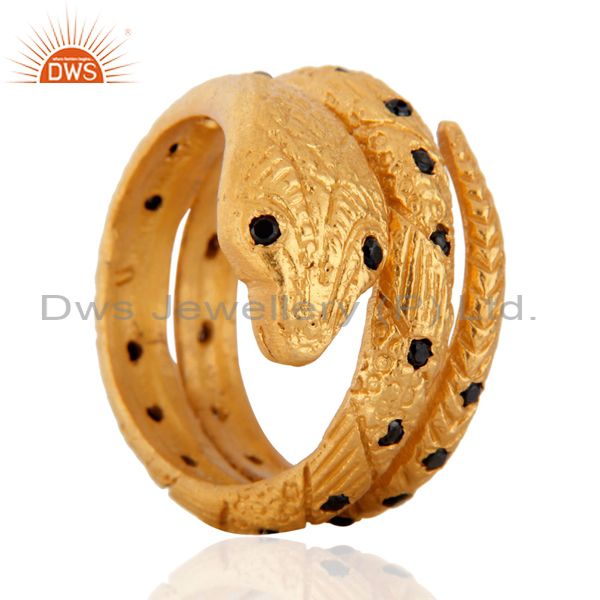 Exporter Simulated Black Diamond 24k Yellow Gold GP Bridal Engagement Wedding Ring Size6
