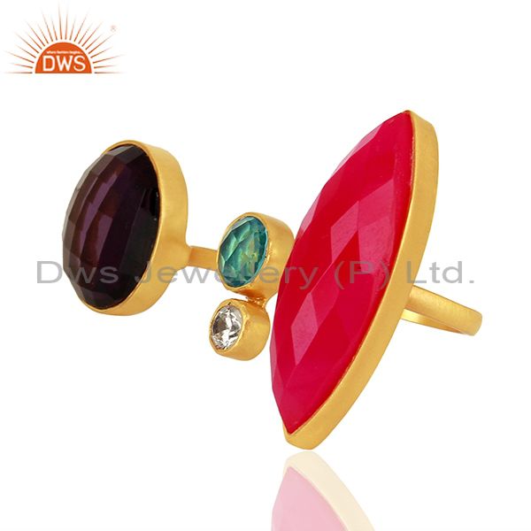 Exporter Hydro Gemstone Gold Plated Brass Fashion Ring Jewelry Supplier