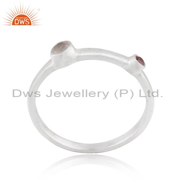 Exporter Handmade Sterling Silver Garnet And Rose Quartz Gemstone Ring