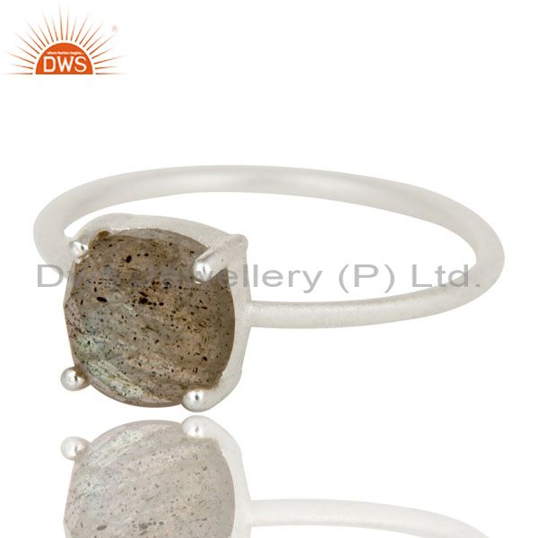 Exporter 925 Sterling Silver Labradorite Prong Set Gemstone Stacking Ring