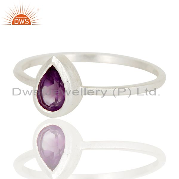 Exporter Traditional Solid Sterling Silver Amethyst Gemstone Little Stacking Ring