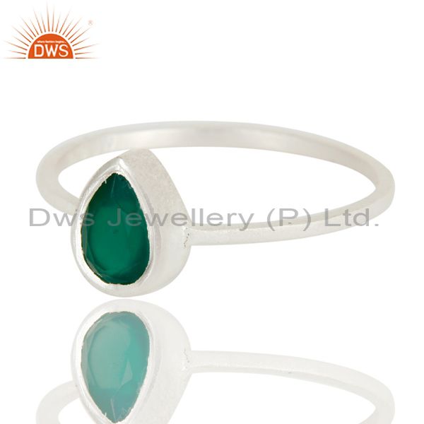 925 Sterling Silver Green Onyx Gemstone Stackable Ring