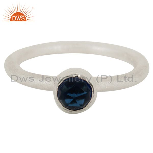 Wholesalers 925 Sterling Silver Natural Blue Corundum Round Cut Stackable Ring