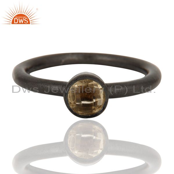 Exporter Oxidized Sterling Silver Natural Citrine Gemstone Stacking Ring