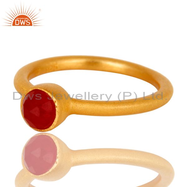 Wholesalers 22K Gold Plated 925 Sterling Silver Natural Aventurine Little Stackable Ring