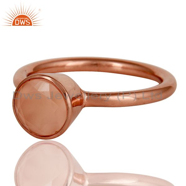Wholesalers 18K Rose Gold Plated Sterling Silver Dyed Chalcedony Gemstone Stackable Ring