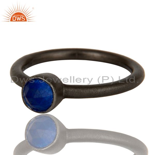 Wholesalers Beautiful Handmade Blue Aventurine Gemstone sterling silver black oxidizd ring