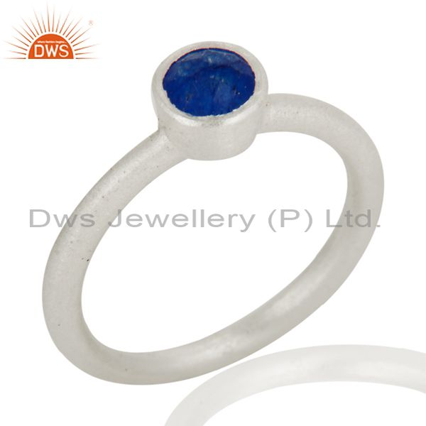 Suppliers 925 Sterling Silver Natural Blue Aventurine Round Cut Stackable Ring
