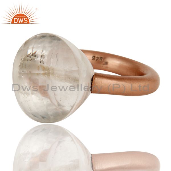 Wholesalers 18K Rose Gold Plated Sterling Silver Crystal Quartz Stackable Ring