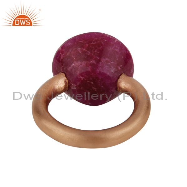 Exporter 18K Rose Gold Over Sterling Silver Ruby Corundum Stacking Ring