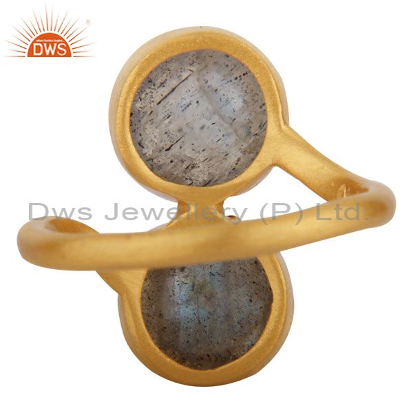 Exporter 18K Yellow Gold Plated Sterling Silver Natural Labradorite Gemstone Ring