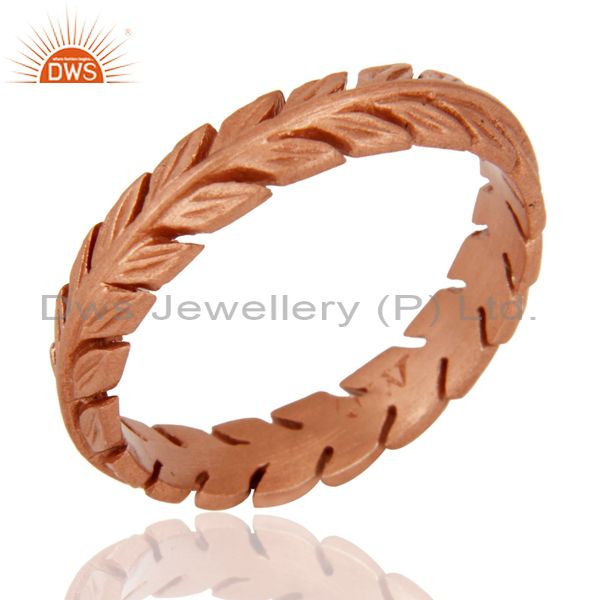 Suppliers 18-Carat Rose Gold On Sterling Silver Leaf Feather Engagement Wedding Band Ring
